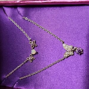 Anna Sui 2 necklaces 7.0g  silver .925 purple stone 💜